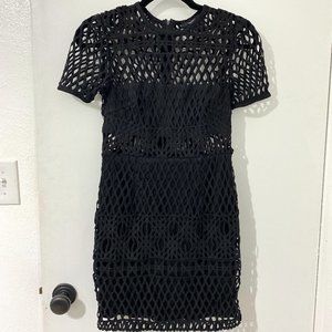 Caged Black Lace Insert Dress